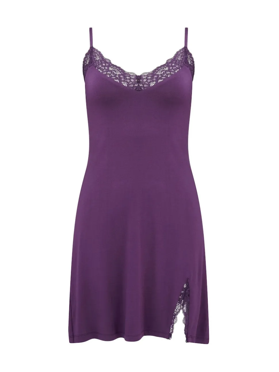 Pour Moi Purple Short Sofa Loves Lace Hidden Support Soft Jersey Split Chemise