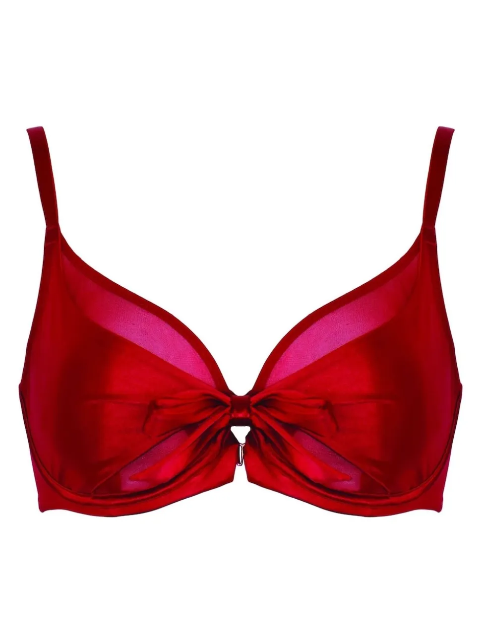 Pour Moi Red All Yours Satin and Mesh Front Fastening Bra