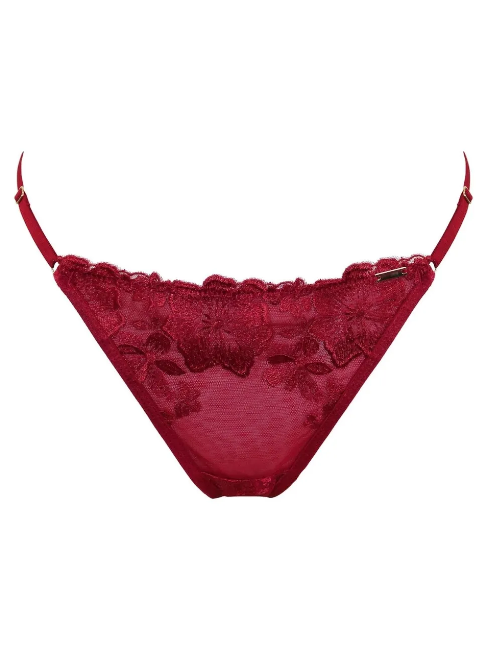 Pour Moi Red India Bold Floral Embroidery Thongs