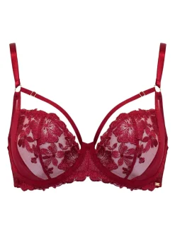 Pour Moi Red India Bold Floral Embroidery Non Pad Bra