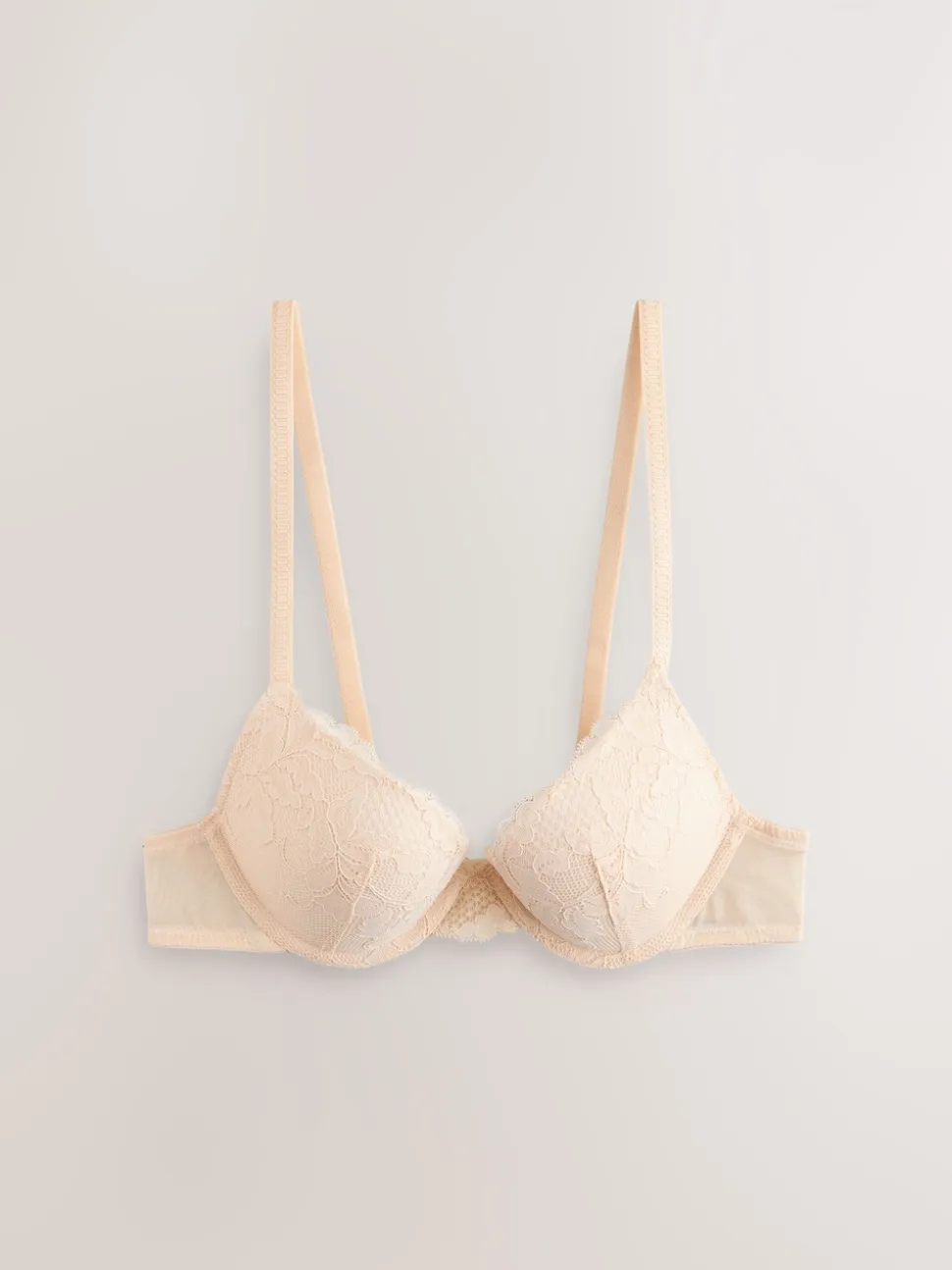 Praline Nude & White Push Up Plunge Lace Bras 2 Pack