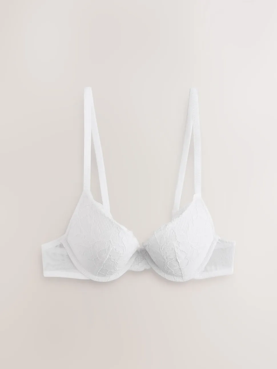 Praline Nude & White Push Up Plunge Lace Bras 2 Pack