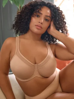 Praline Nude F-K Ultimate Support Cotton Minimiser Padded Strap Bra