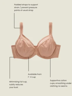 Praline Nude F-K Ultimate Support Cotton Minimiser Padded Strap Bra