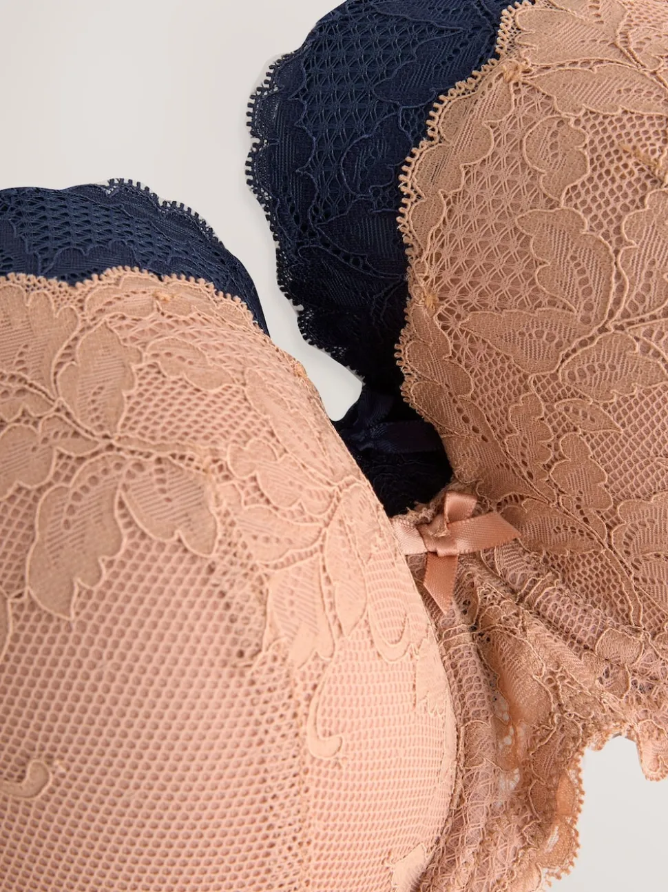 Praline Nude/Navy Pad Balcony DD+ Lace Bras 2 Pack