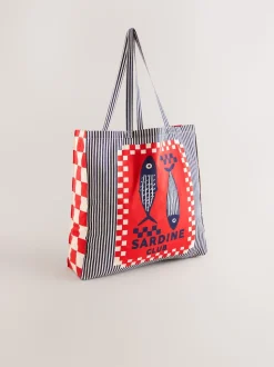 Print Sardine Print 100% Cotton Shopper Bag
