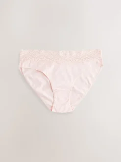 Printed Spot High Leg Cotton and Lace Knickers 7 Pack