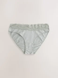 Printed Spot High Leg Cotton and Lace Knickers 7 Pack
