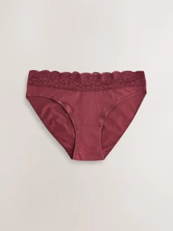 Printed Spot High Leg Cotton and Lace Knickers 7 Pack