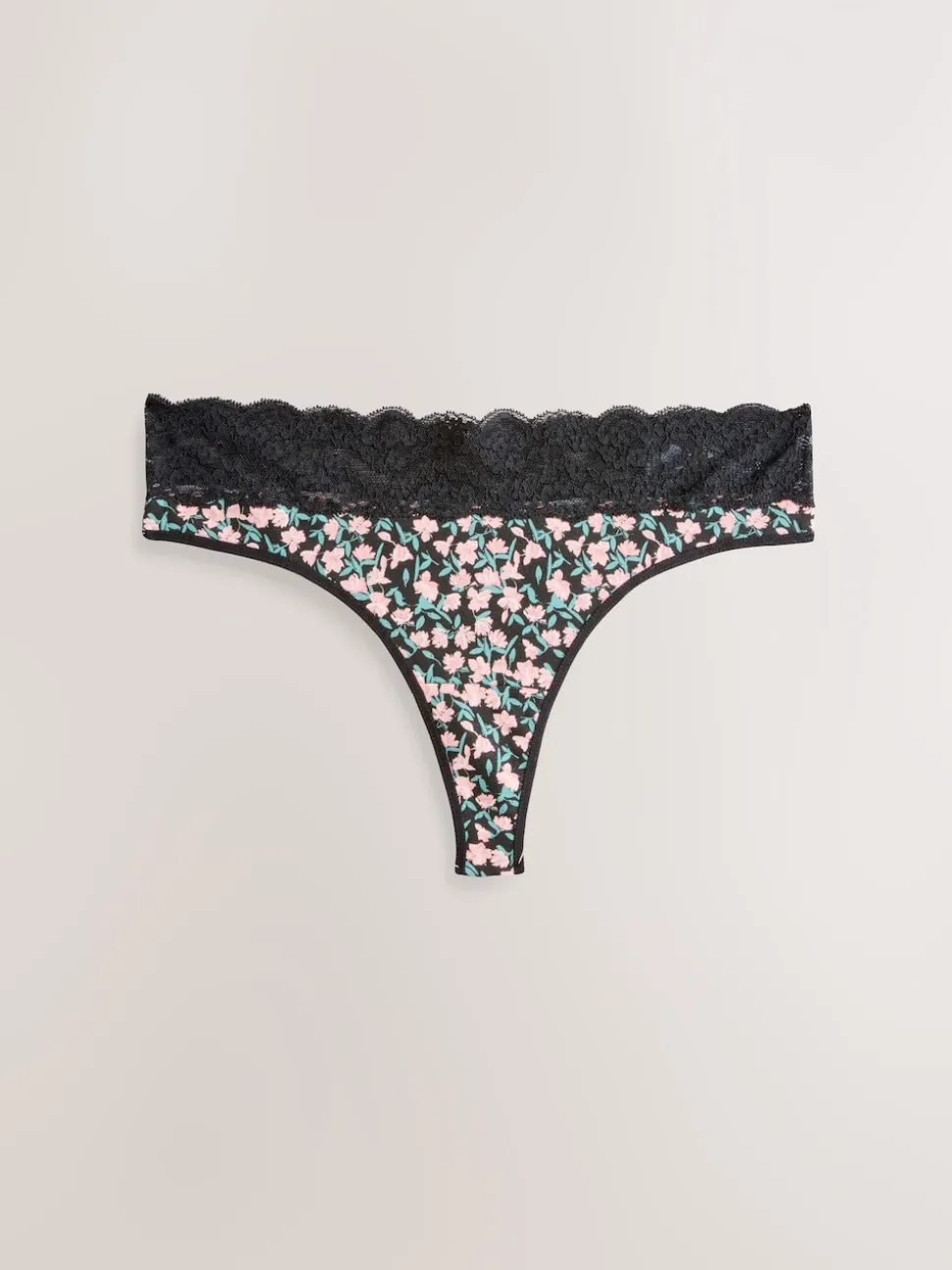 Printed Spot Thong Cotton and Lace Knickers 7 Pack