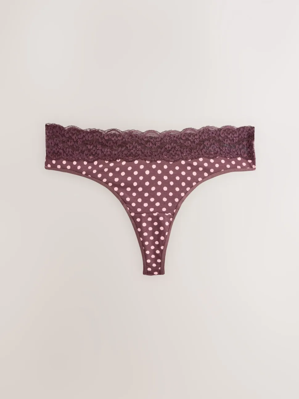 Printed Spot Thong Cotton and Lace Knickers 7 Pack