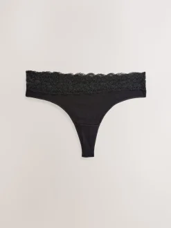 Printed Spot Thong Cotton and Lace Knickers 7 Pack