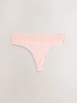 Printed Spot Thong Cotton and Lace Knickers 7 Pack