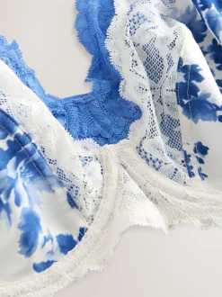 Print/Plain DD+ Non Pad Plunge Microfibre & Lace 2 Pack Bras