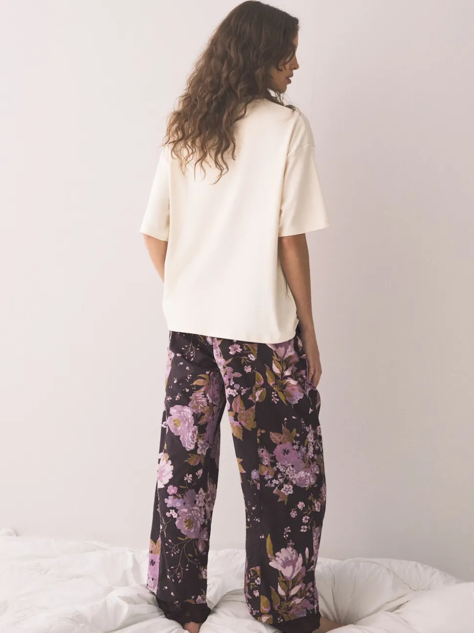 Purple Floral Short Sleeve Pyjamas