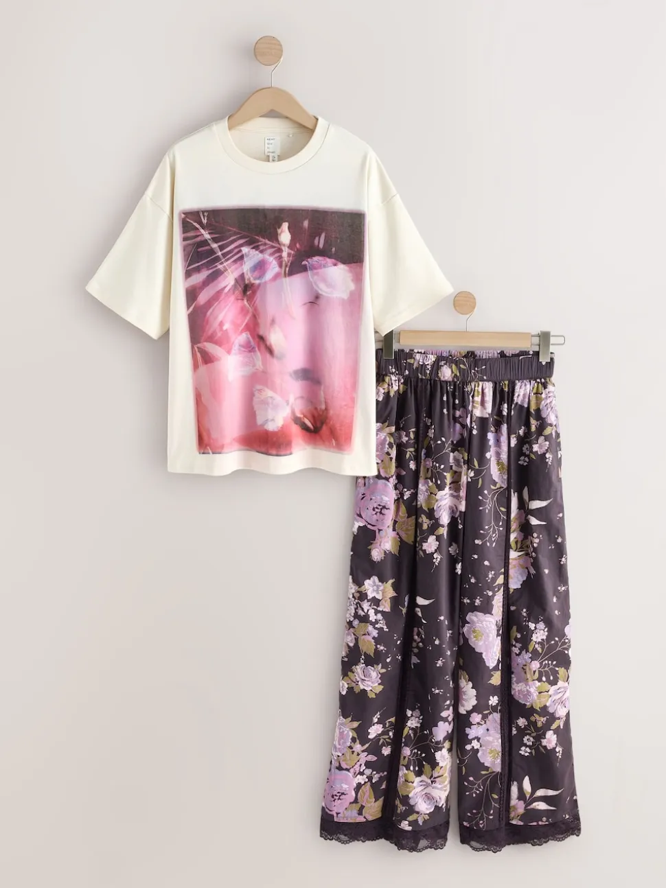 Purple Floral Short Sleeve Pyjamas