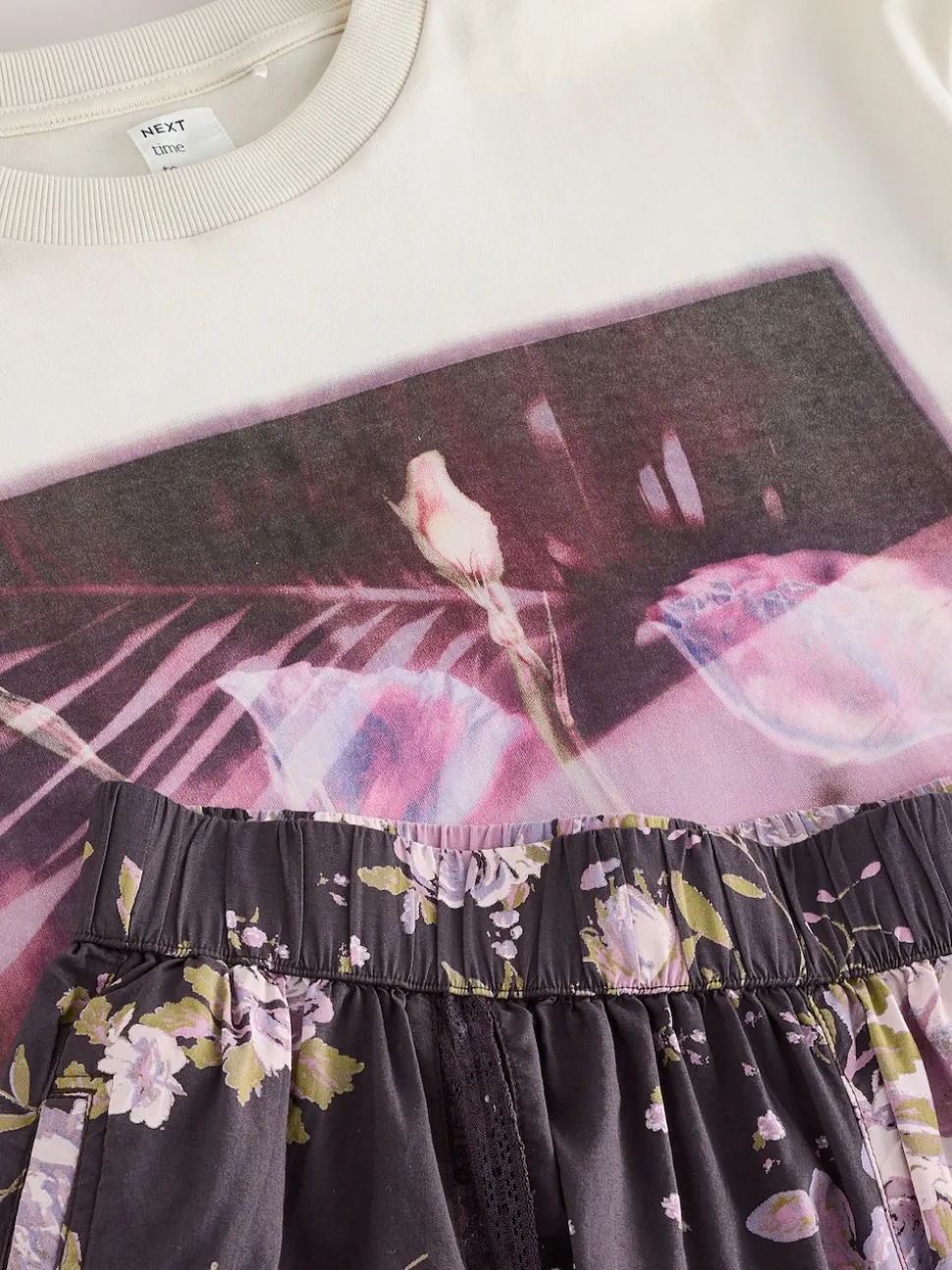 Purple Floral Short Sleeve Pyjamas