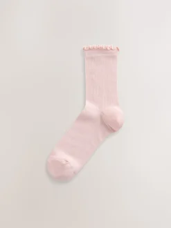 Purple Lettuce Welt Ankle Socks 5 Pack