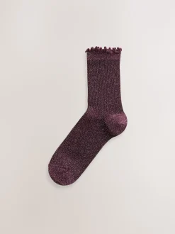 Purple Lettuce Welt Ankle Socks 5 Pack