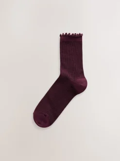 Purple Lettuce Welt Ankle Socks 5 Pack
