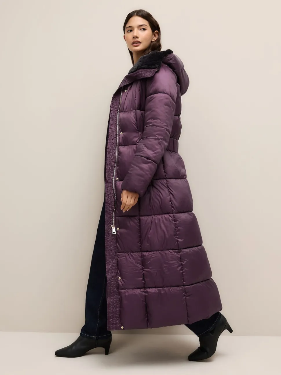 Purple Shower Resistant Padded Longline Coat