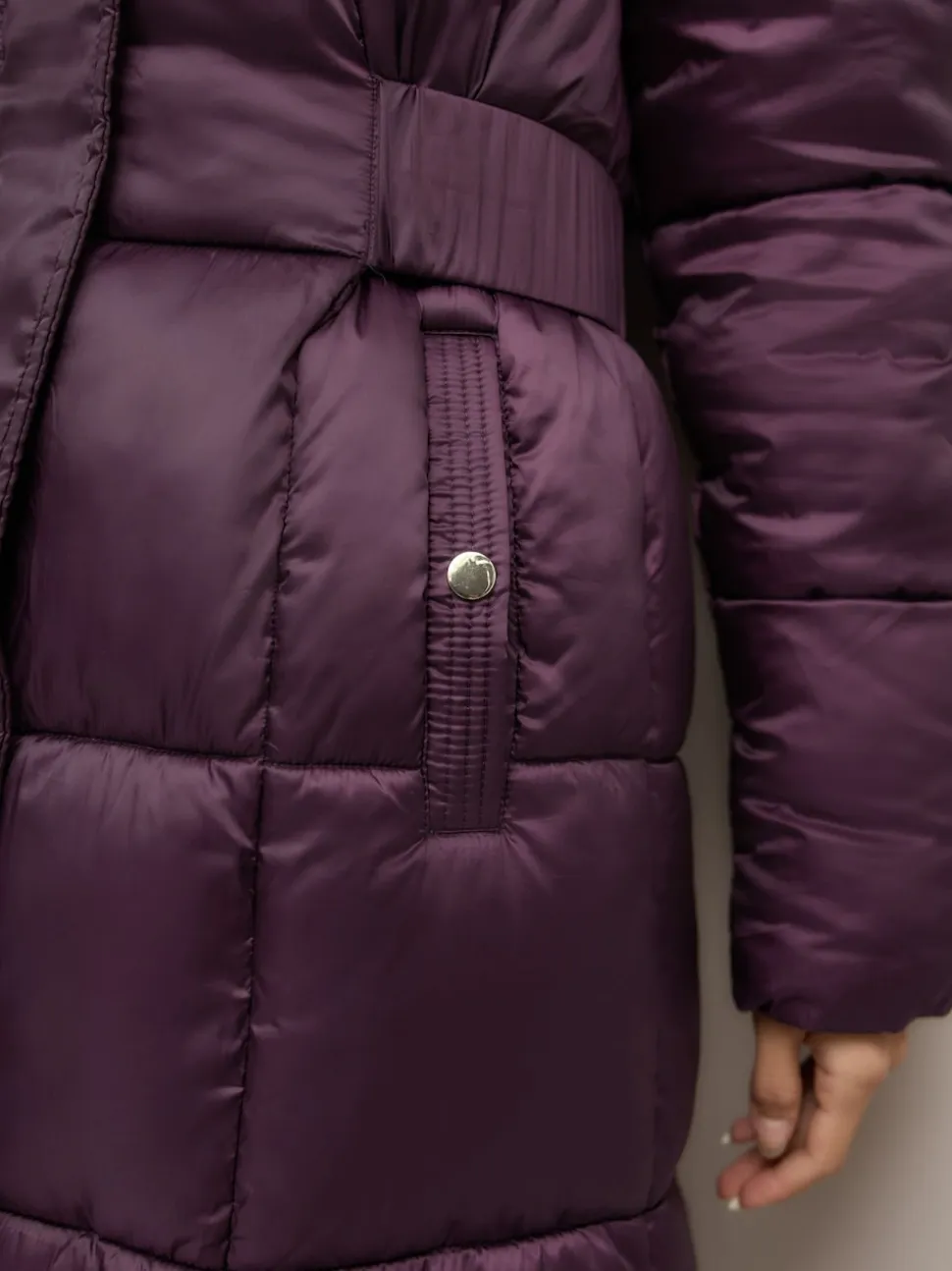 Purple Shower Resistant Padded Longline Coat