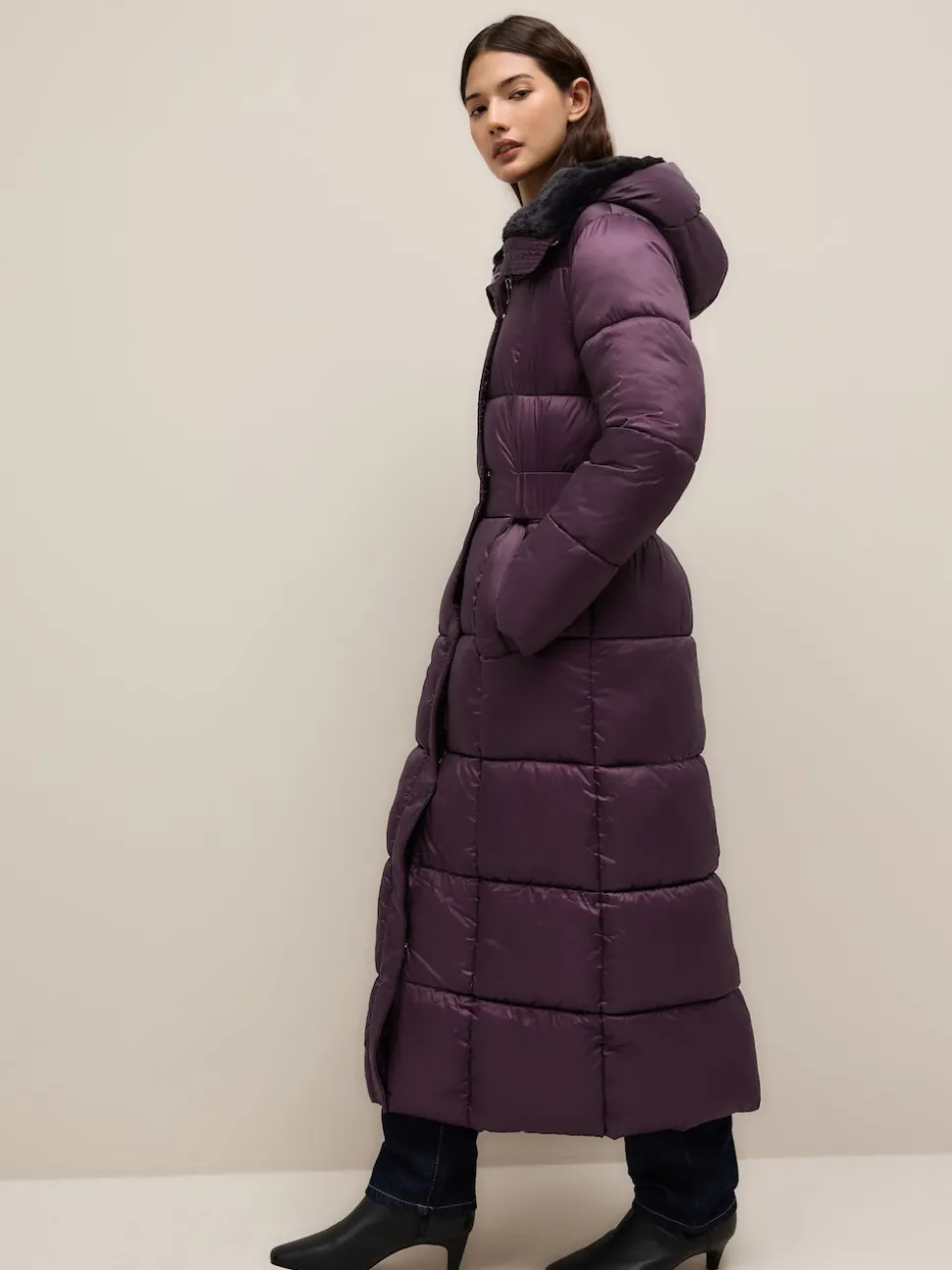 Purple Shower Resistant Padded Longline Coat
