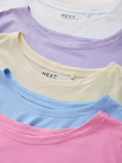 Purple/Blue/Butter Yellow/Pink/White Cap Sleeve T-Shirts 5 Pack