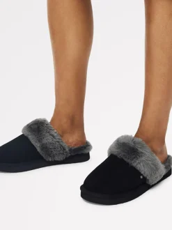 Radley Black Maple Lane Shearling Cuff Mule Slippers