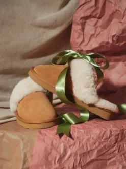 Radley Brown Maple Lane Shearling Cuff Mule Slippers