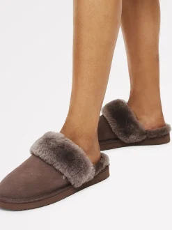 Radley Light Brown Maple Lane Shearling Cuff Mule Slippers
