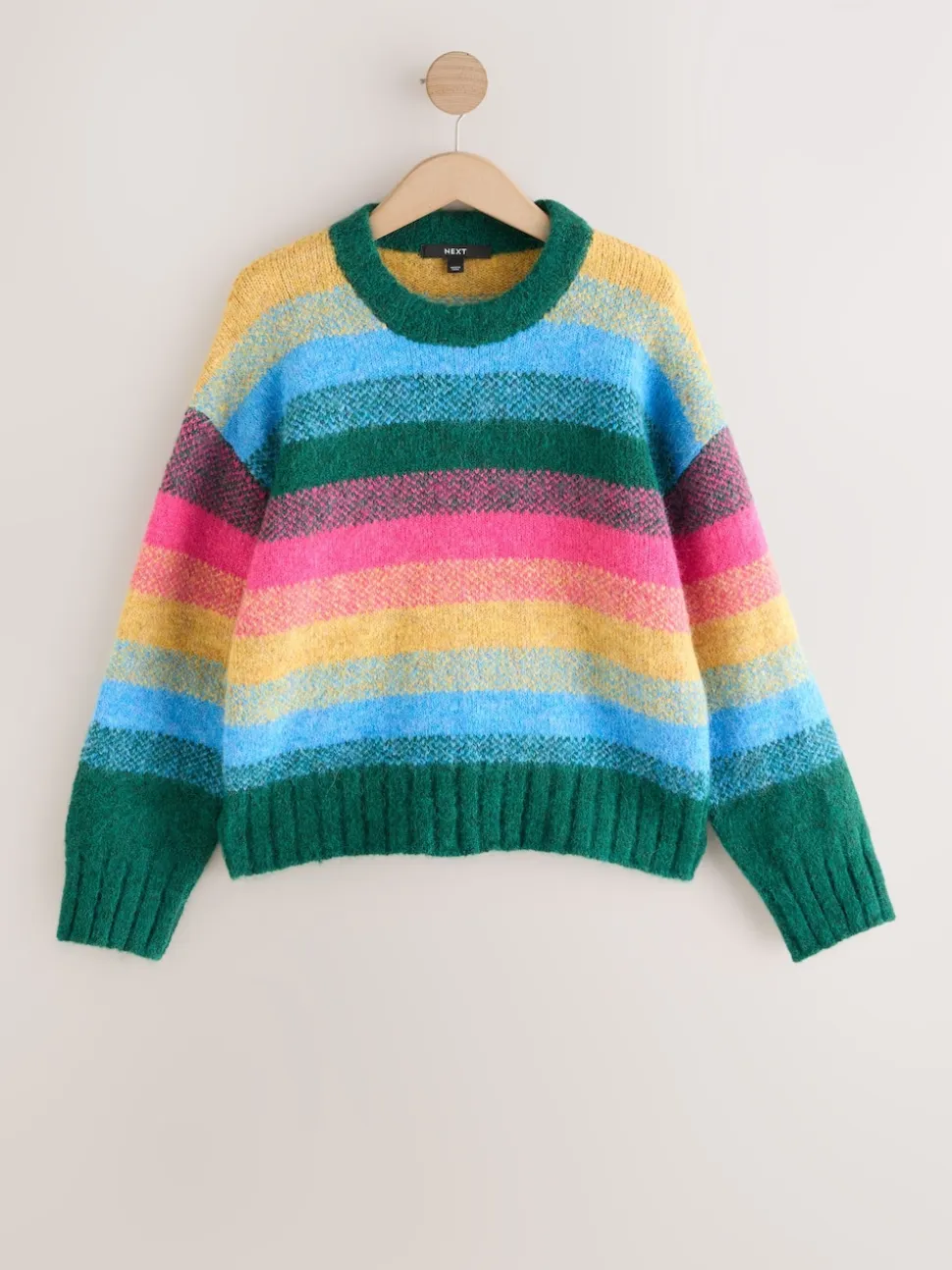 Rainbow Stripe Crew Neck Jumper With Wool