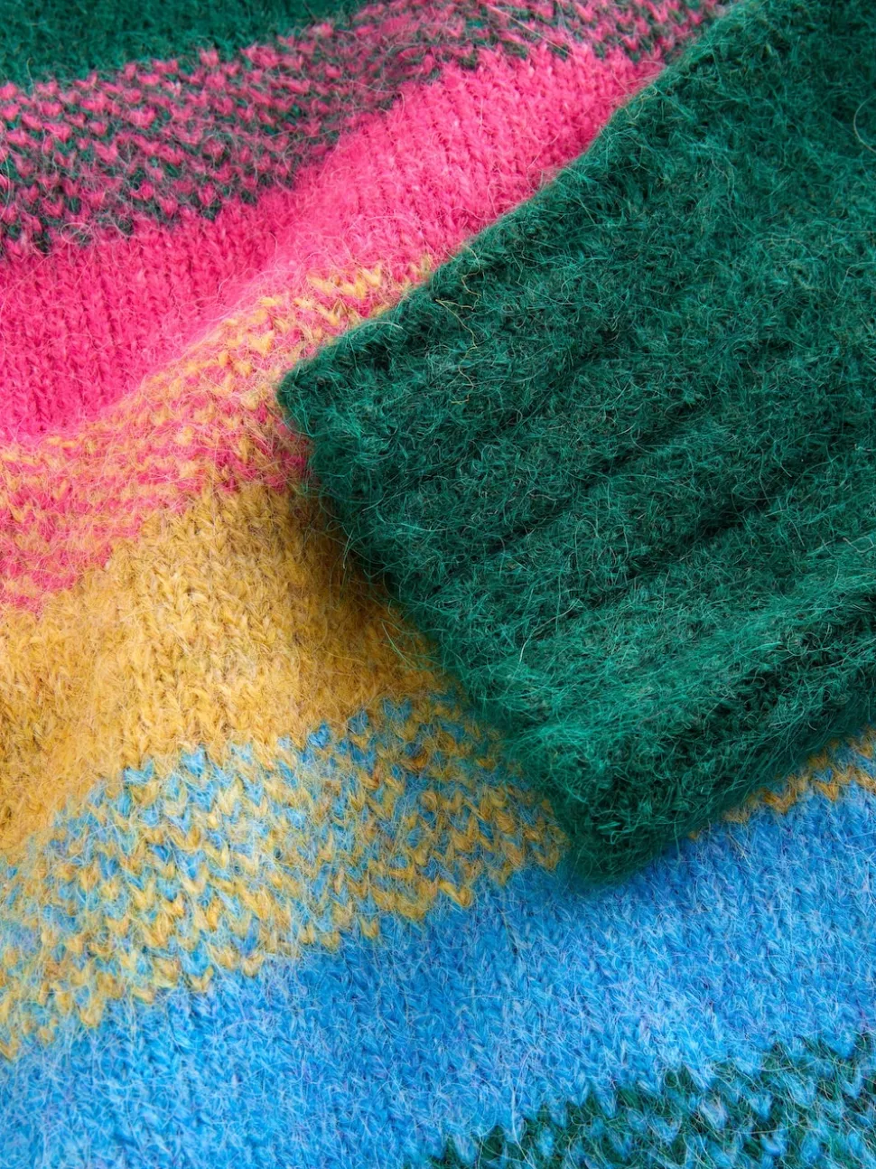 Rainbow Stripe Crew Neck Jumper With Wool