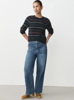 Rainbow Stripe Soft Touch Crew Neck Cotton Rich Jumper