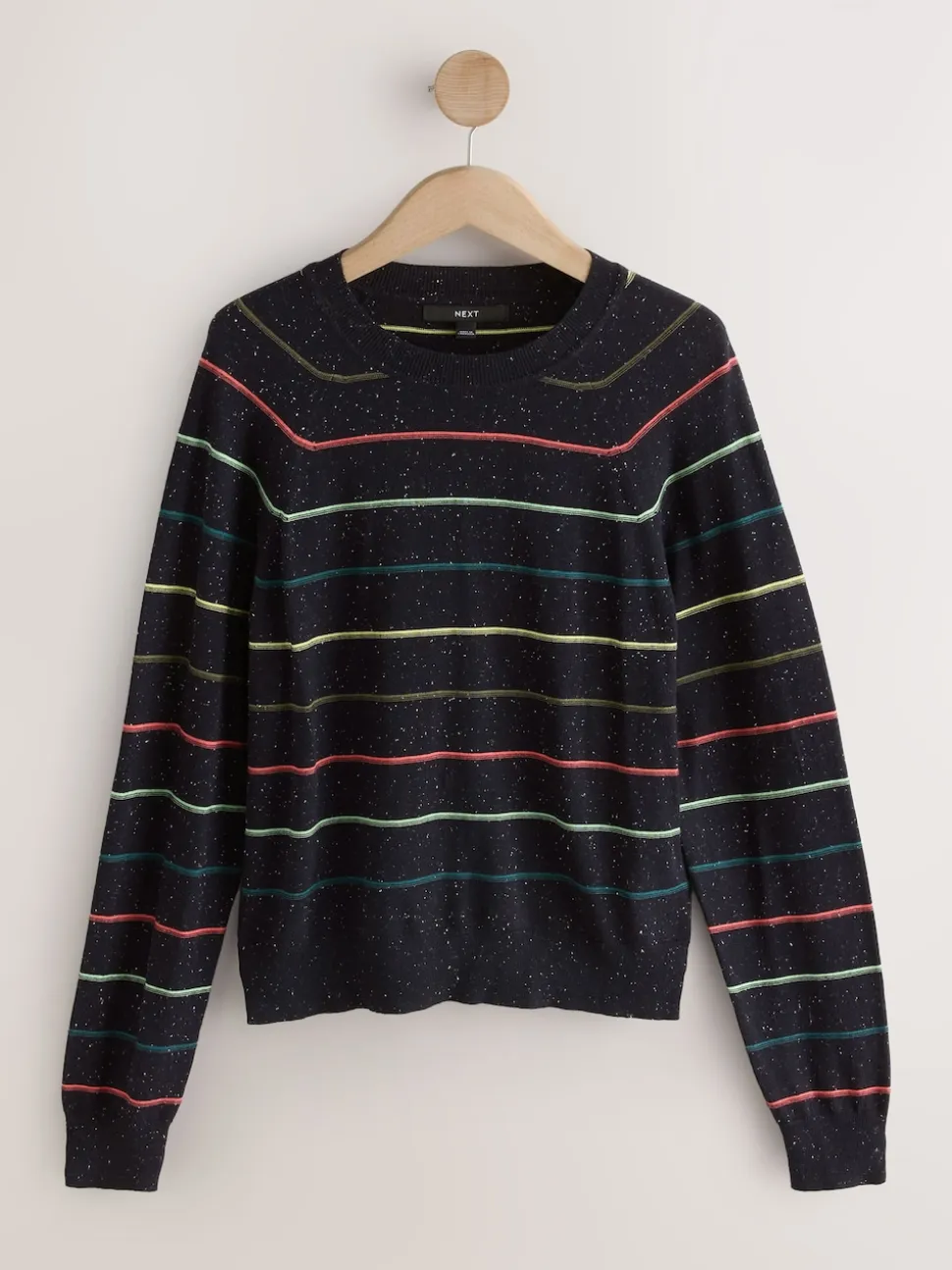 Rainbow Stripe Soft Touch Crew Neck Cotton Rich Jumper