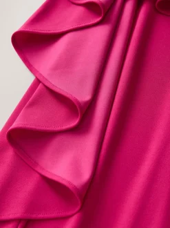 Raspberry Pink Cape Maxi Dress