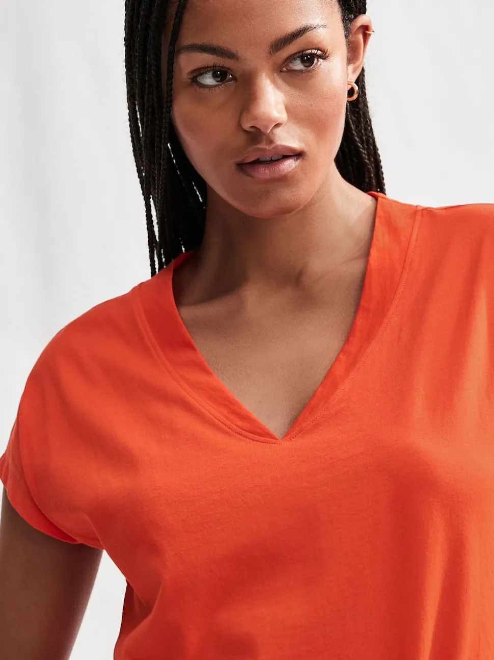 Red 100% Cotton Cap Sleeve V-Neck Mini Dress