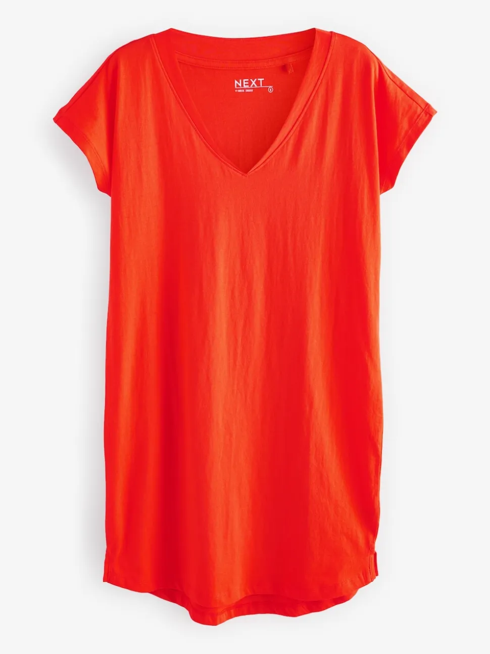 Red 100% Cotton Cap Sleeve V-Neck Mini Dress