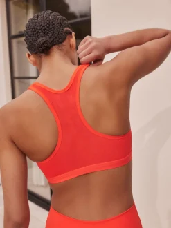 Red B-GG Active Sports High Impact Dry Tech Zip Front Bra