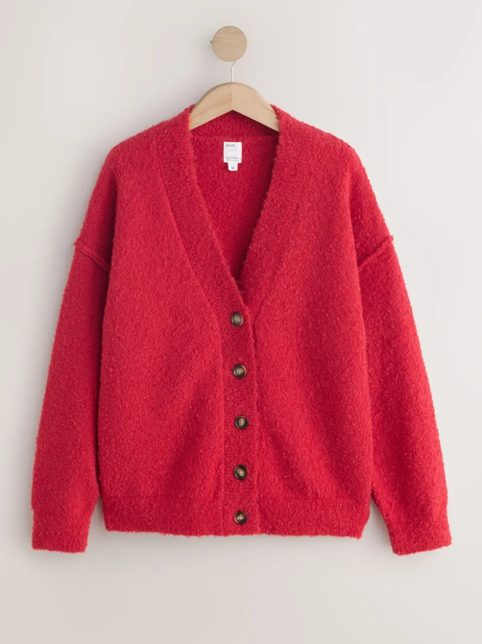 Red Boucle Cardigan