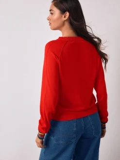 Red Cherry Soft Touch Crew Neck Cotton Rich Jumper