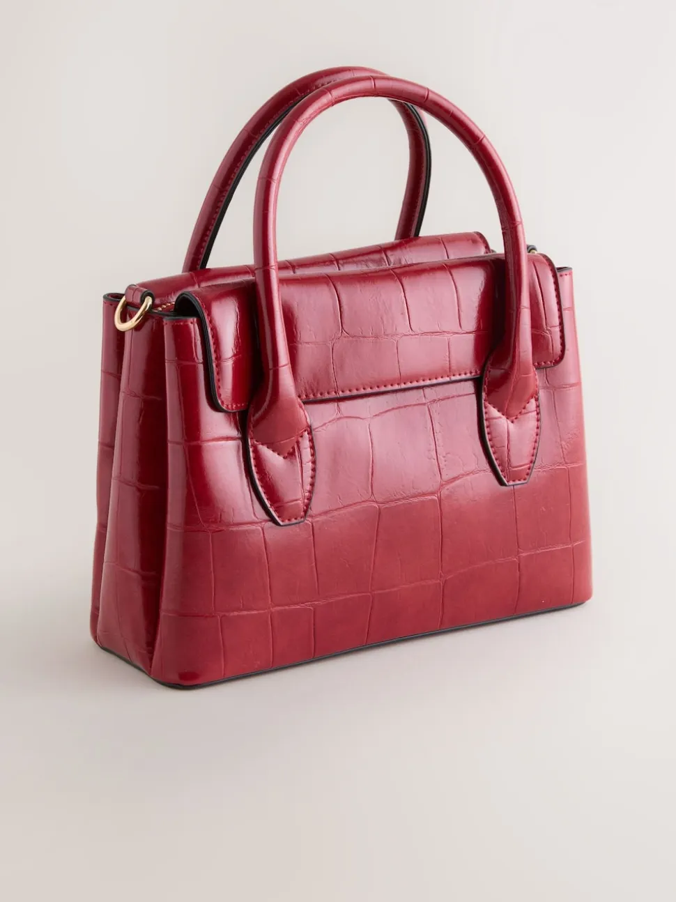 Red Croc Effect Hand Held Bag