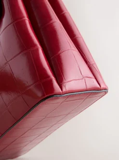Red Croc Effect Hand Held Bag