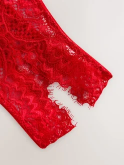 Red Crotchless Thong Lace Knickers