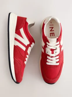 Red Forever Comfort® Leather Jogger Lace Up Trainers