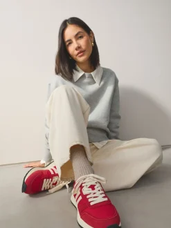Red Forever Comfort® Leather Jogger Lace Up Trainers
