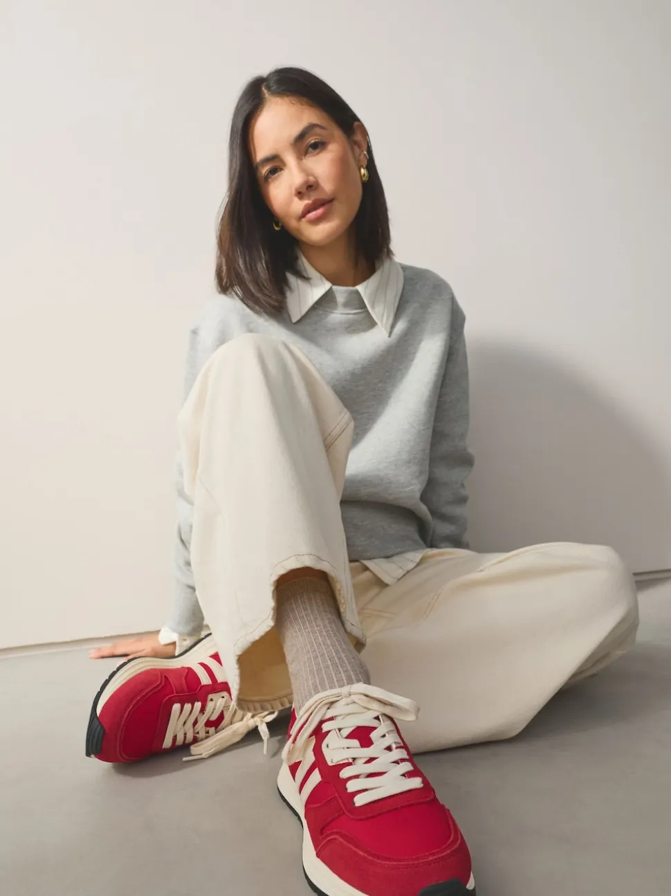 Red Forever Comfort® Leather Jogger Lace Up Trainers