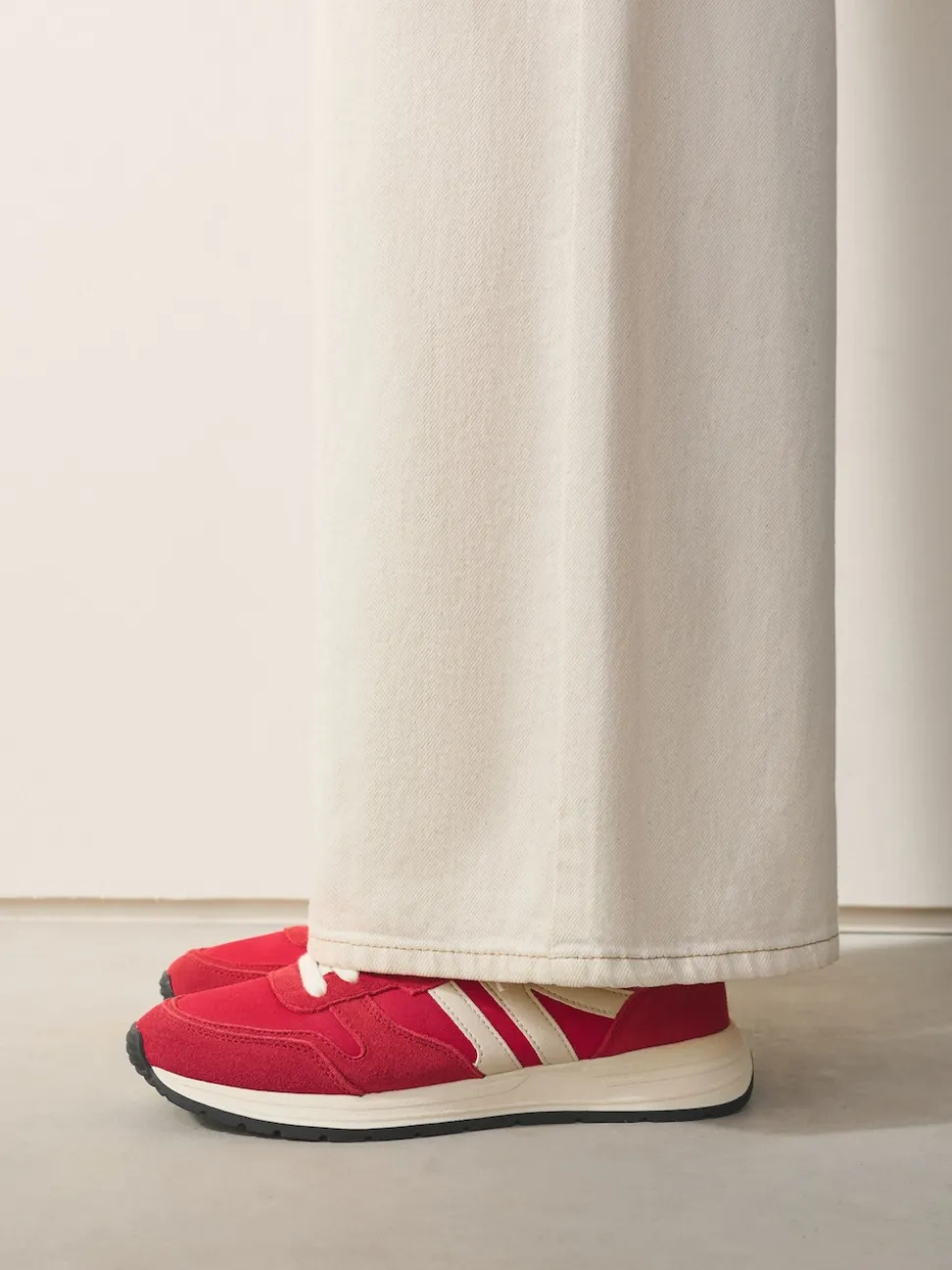 Red Forever Comfort® Leather Jogger Lace Up Trainers