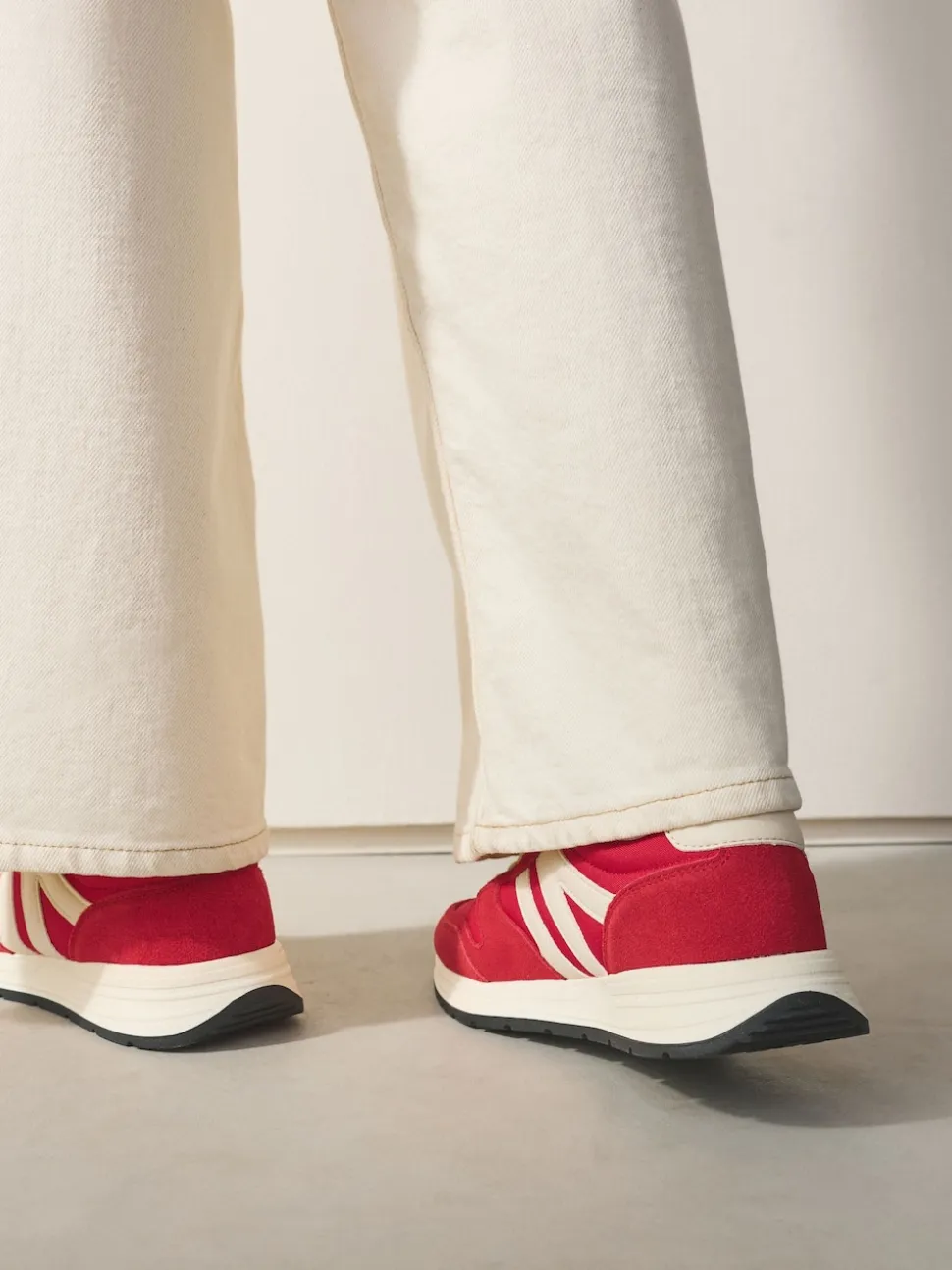 Red Forever Comfort® Leather Jogger Lace Up Trainers