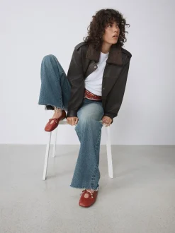 Red Forever Comfort® Tie Up Round Toe Ballet Flats